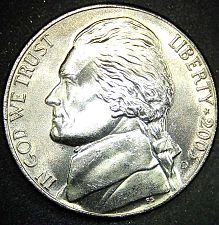 2003 Jefferson nickel doubled die obverse error showing doubling on LIBERTY letters and date under magnification